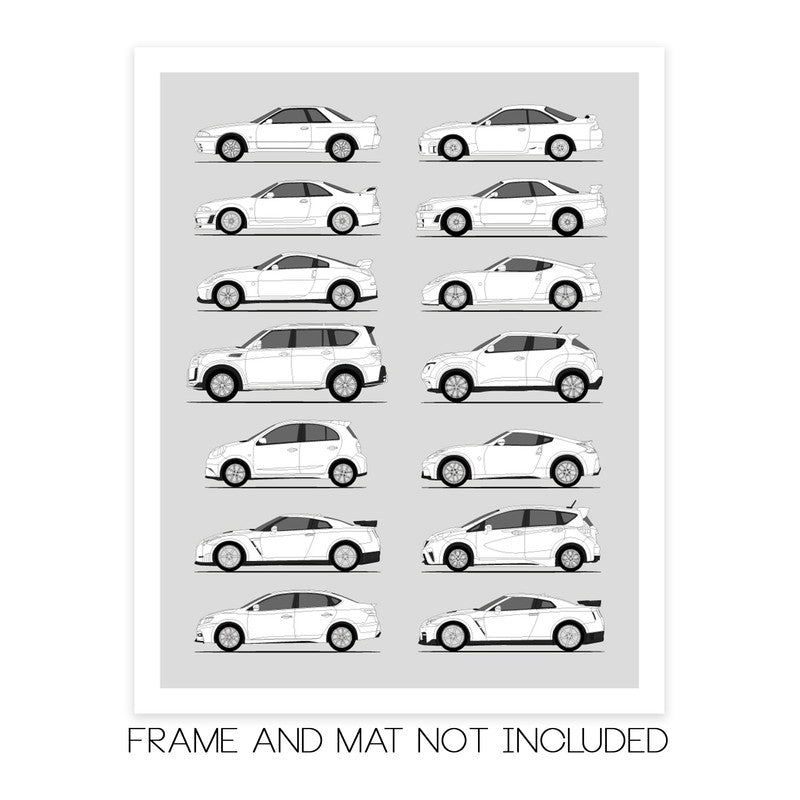 Nissan Nismo History and Evolution Poster (Side Profile)