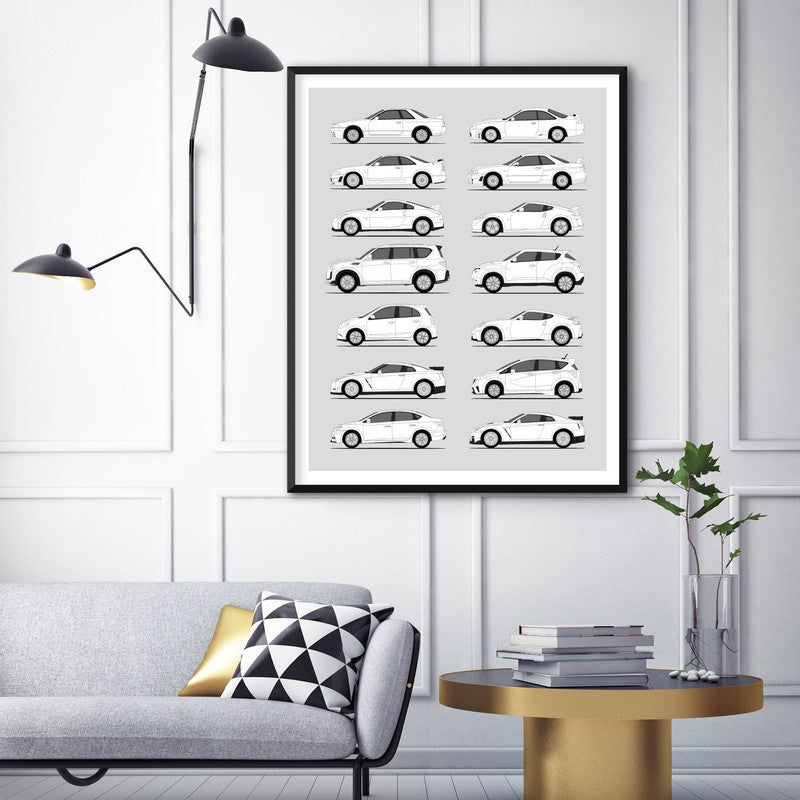 Nissan Nismo History and Evolution Poster (Side Profile)