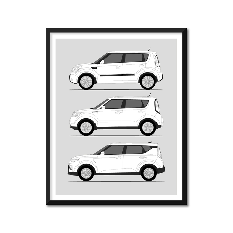 Kia Soul History and Evolution Poster (Side Profile)