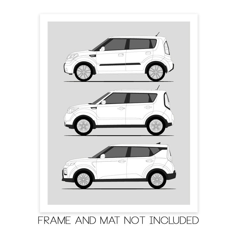 Kia Soul History and Evolution Poster (Side Profile)