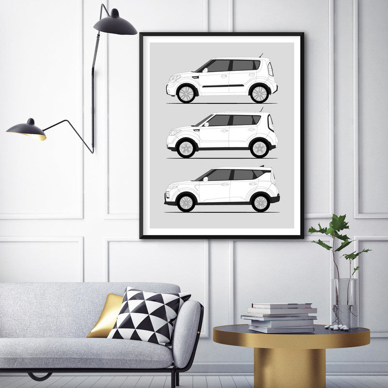 Kia Soul History and Evolution Poster (Side Profile)