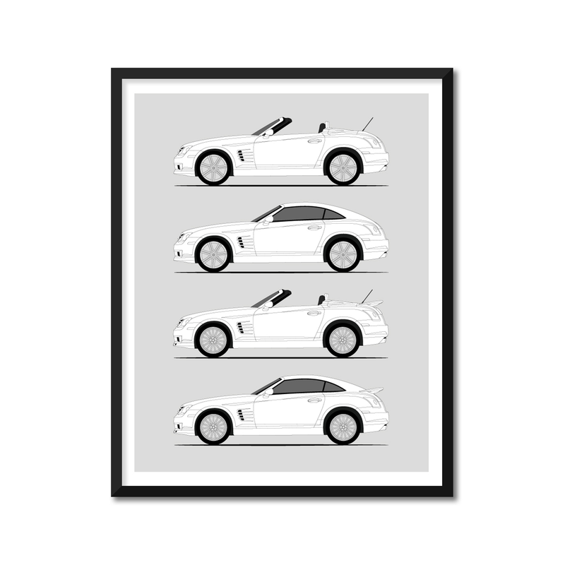 Chrysler Crossfire History and Evolution Poster (Side Profile)