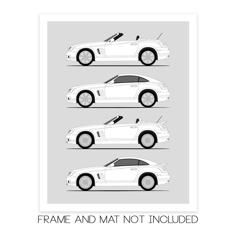 Chrysler Crossfire History and  Evolution Poster (Side Profile)