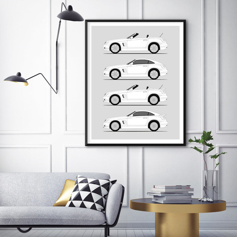 Chrysler Crossfire History and  Evolution Poster (Side Profile)