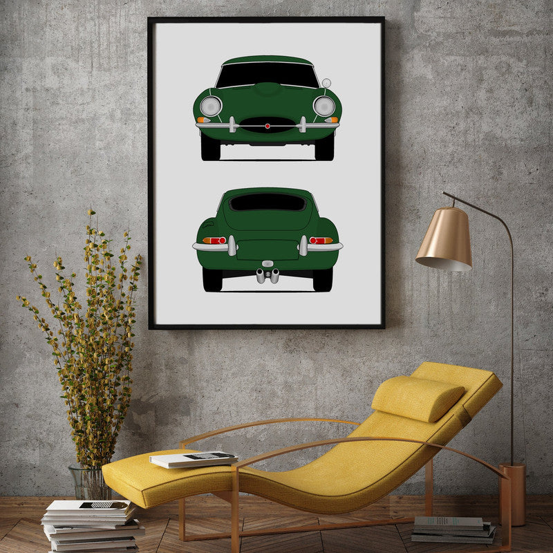 Jaguar E-Type Series 1 (1961-1968) (Front and Rear) Poster