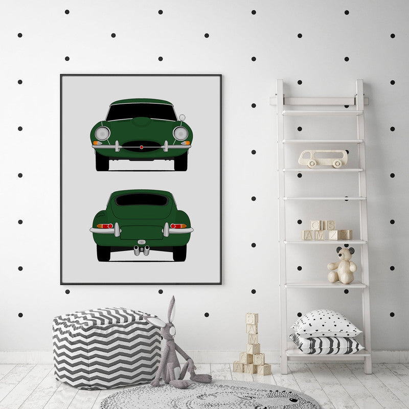 Jaguar E-Type Series 1 (1961-1968) (Front and Rear) Poster