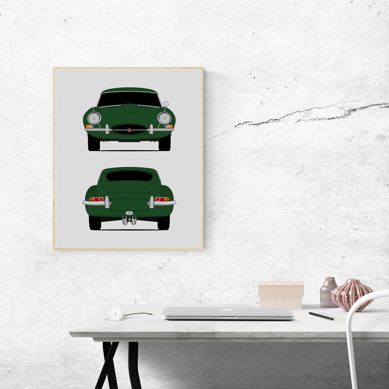 Jaguar E-Type Series 1 (1961-1968) (Front and Rear) Poster