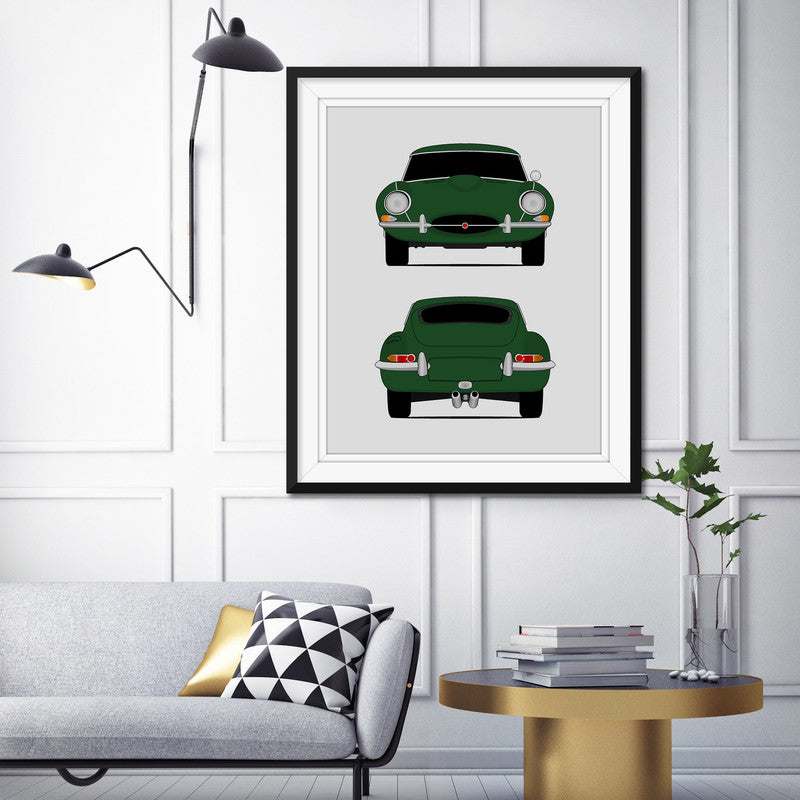 Jaguar E-Type Series 1 (1961-1968) (Front and Rear) Poster