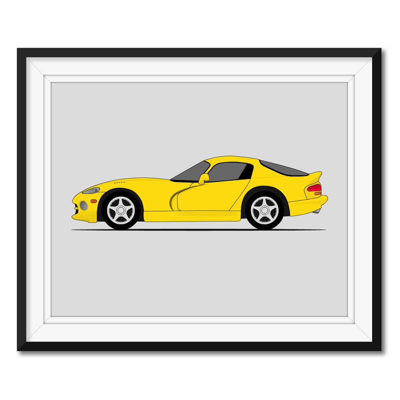 Dodge Viper SR II (1996-2002) 2nd Generation (Side Profile) Poster