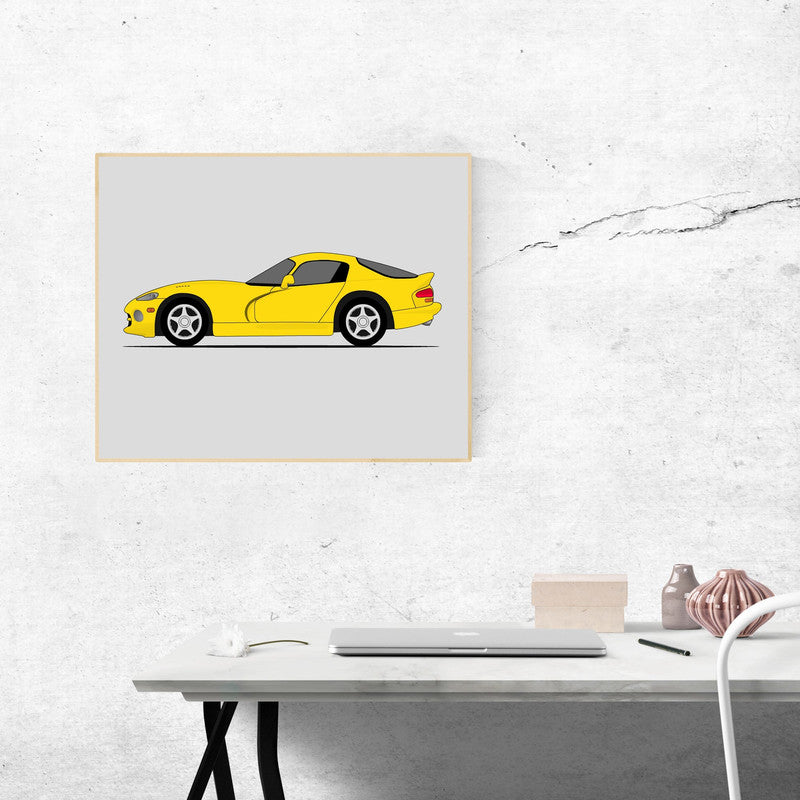 Dodge Viper SR II (1996-2002) 2nd Generation (Side Profile) Poster