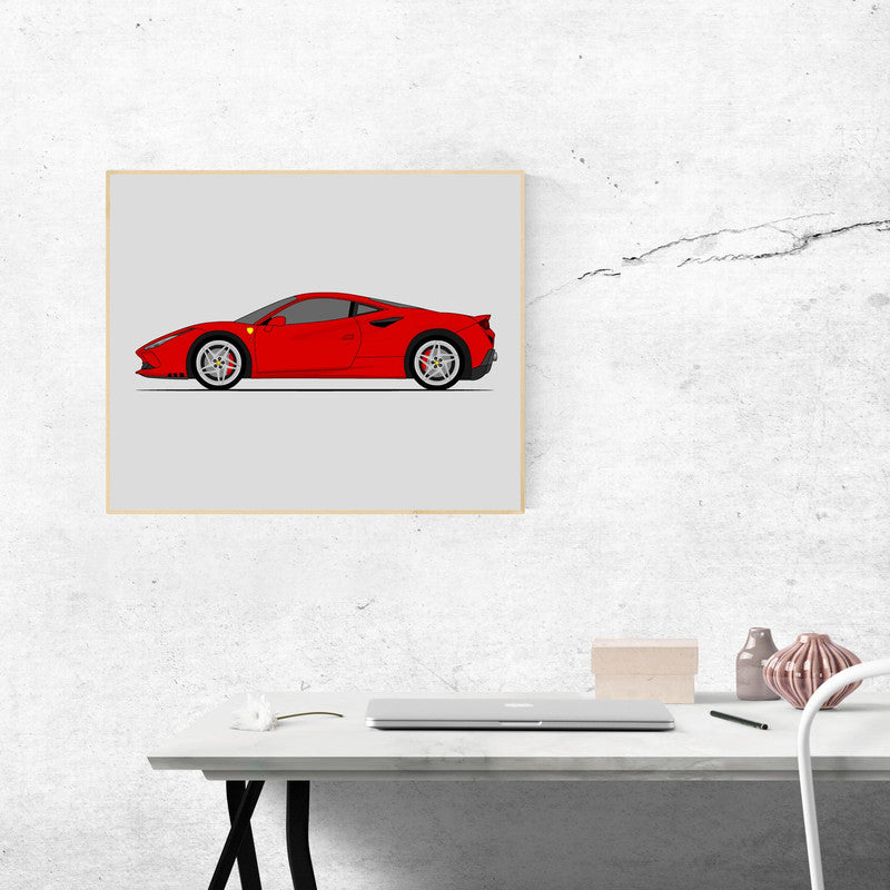 Ferrari F8 (2019-Present) (Side Profile) Poster