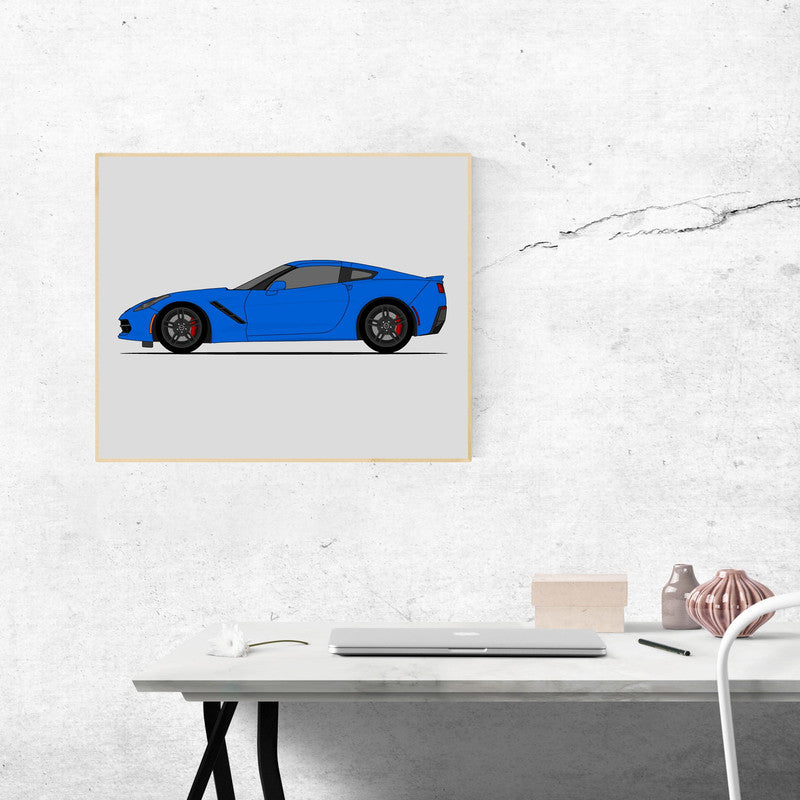 Chevy Corvette Z51 Stingray C7 (2014-2019) (Side Profile) Poster