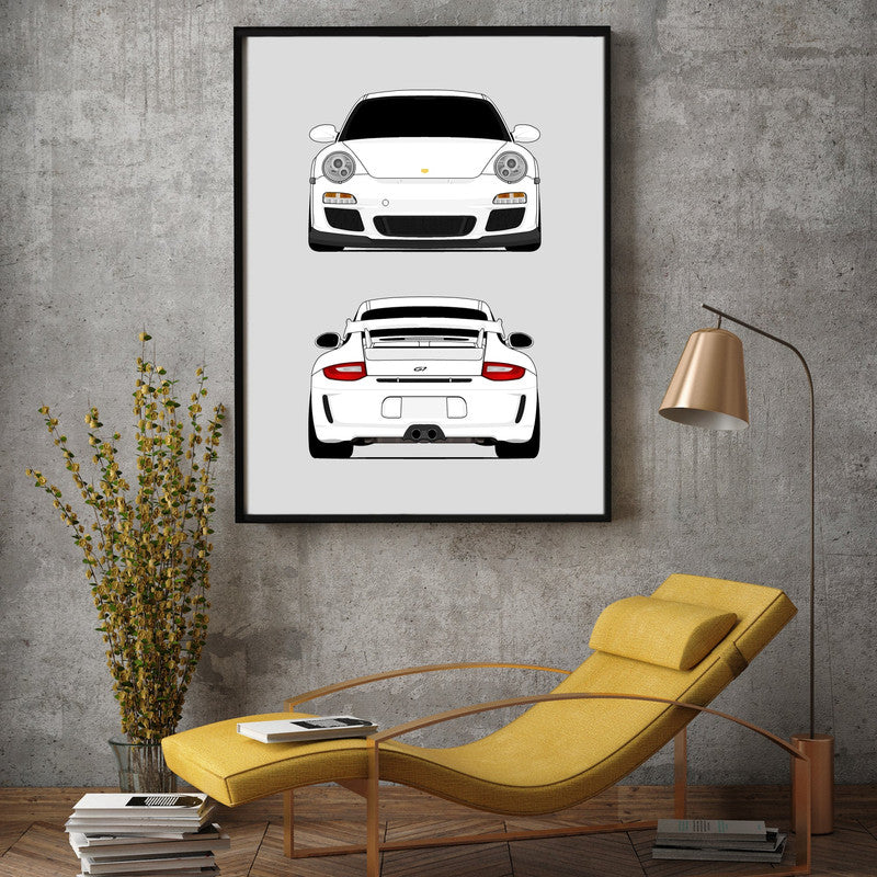 Porsche 911 GT3 (2009-2012) 997.2 (Front and Rear) Poster