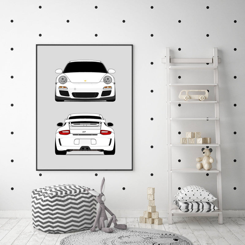 Porsche 911 GT3 (2009-2012) 997.2 (Front and Rear) Poster
