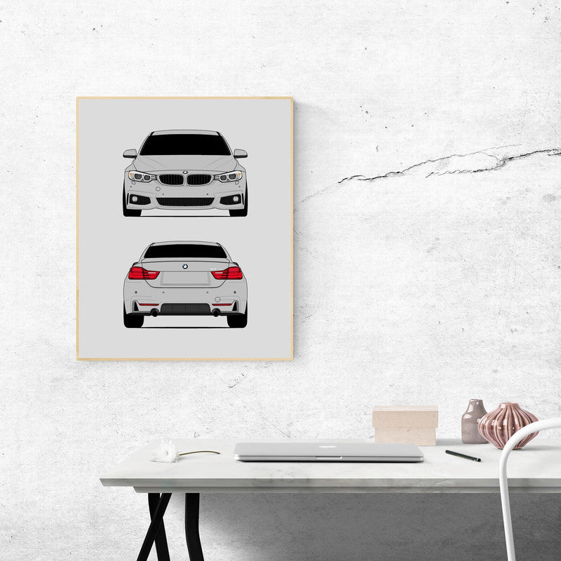BMW 4 Series 440i F32 (2016-2019) (Front and Rear) Poster