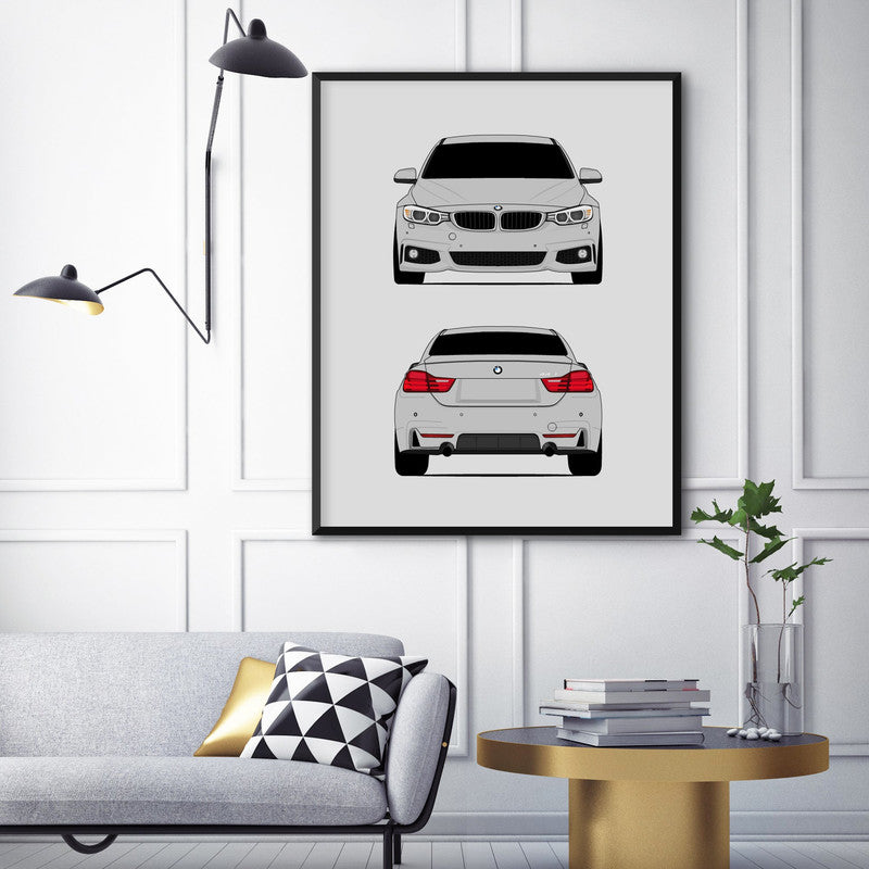 BMW 4 Series 440i F32 (2016-2019) (Front and Rear) Poster