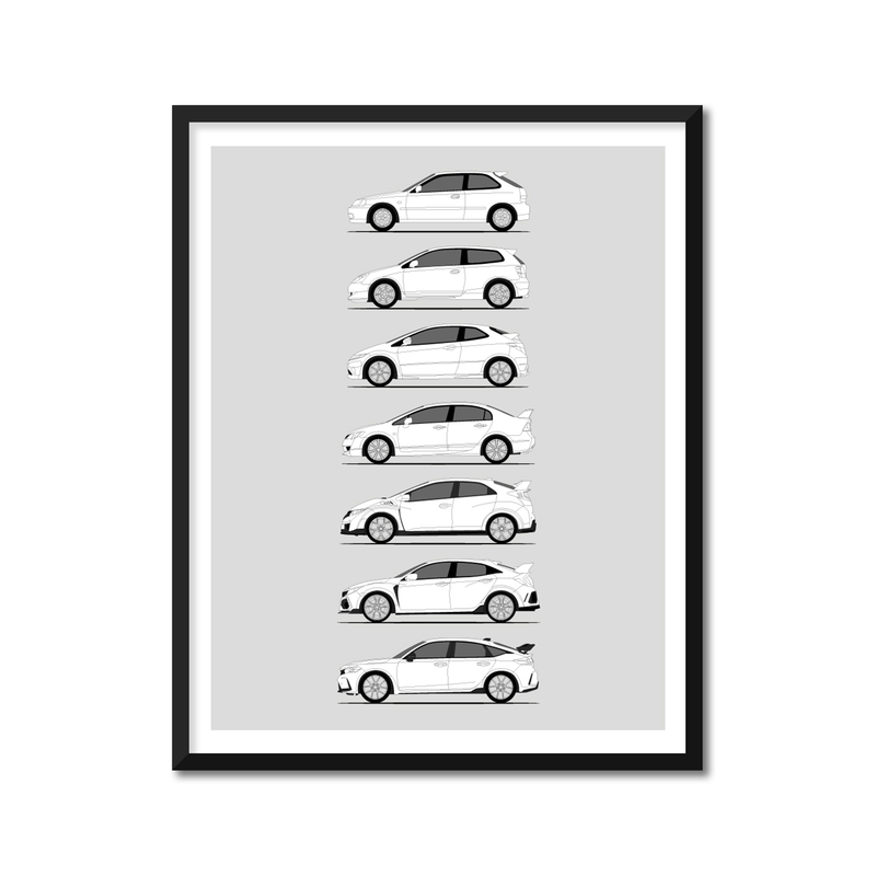 Honda Civic Type-R Generations (Side Profile)