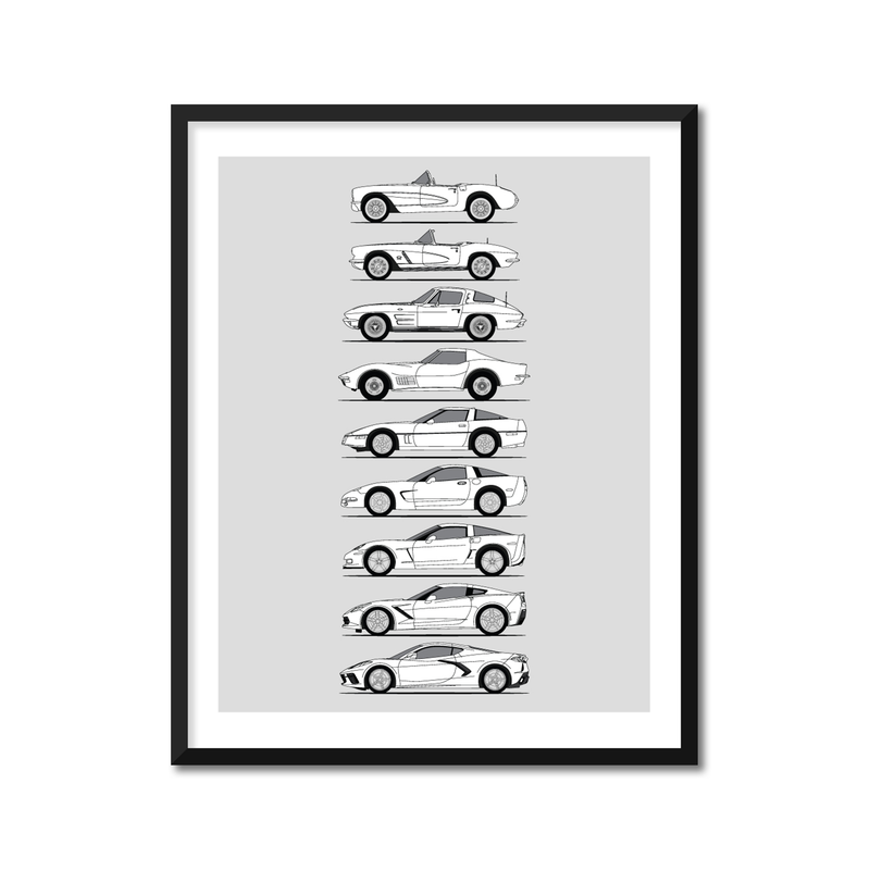 Chevy Corvette Generations (Side Profile)