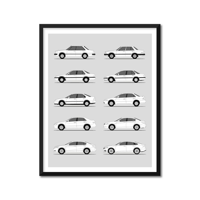 Honda Accord Sedan (4 Door) Generations (Side Profile)