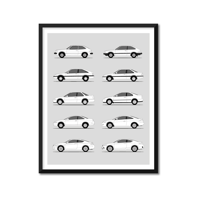 Honda Accord Coupe (2 Door) Generations (Side Profile)