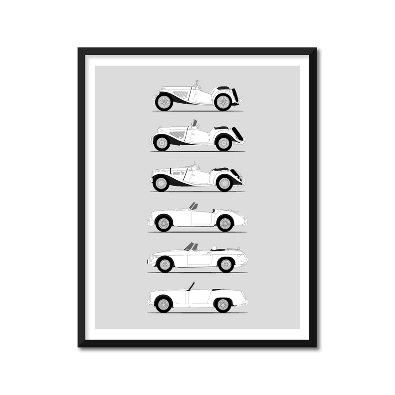 MG Sports Car Generations (Side Profile)