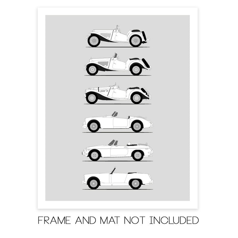 MG Sports Car Generations (Side Profile)