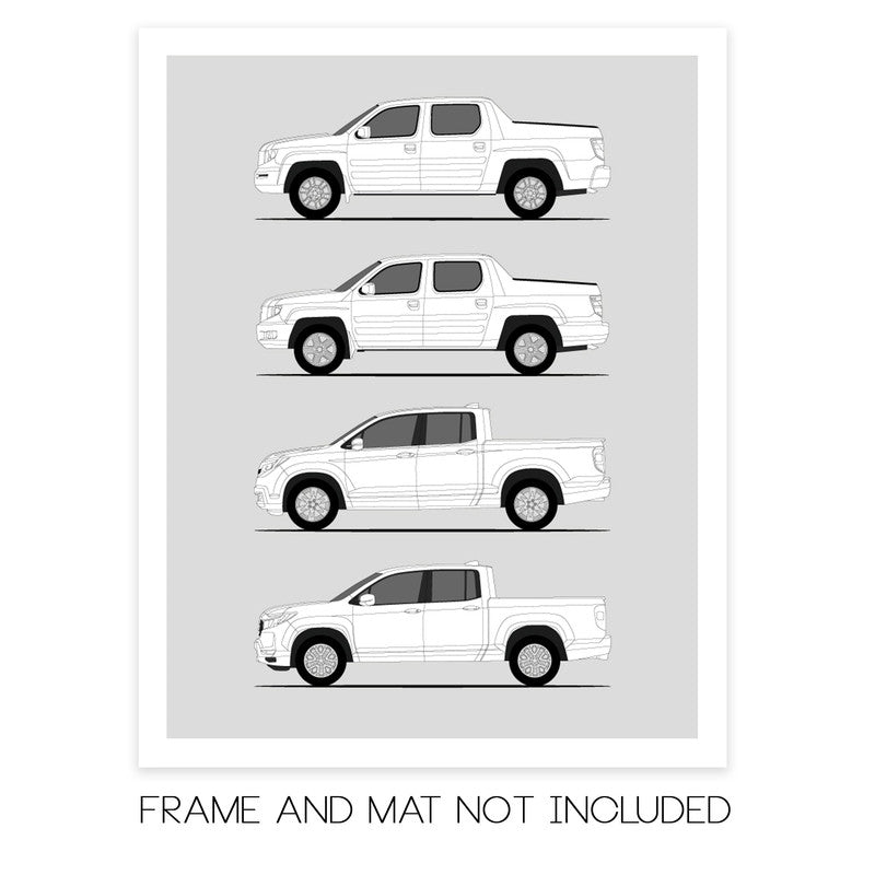 Honda Ridgeline Generations (Side Profile)