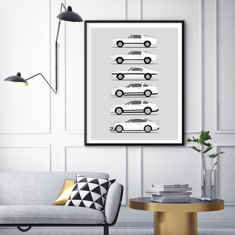 Ford Mustang Shelby GT500 Generations (Side Profile)
