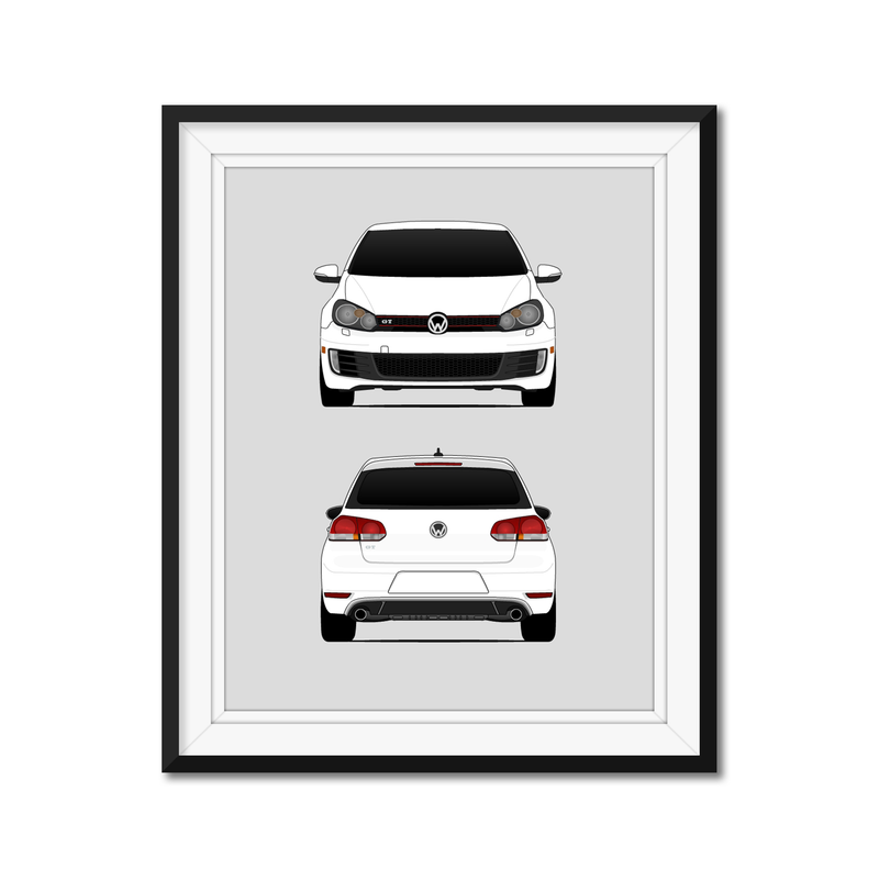 Volkswagen Golf GTI MK6 (2009-2013) (Front and Rear) 6th Generation Poster
