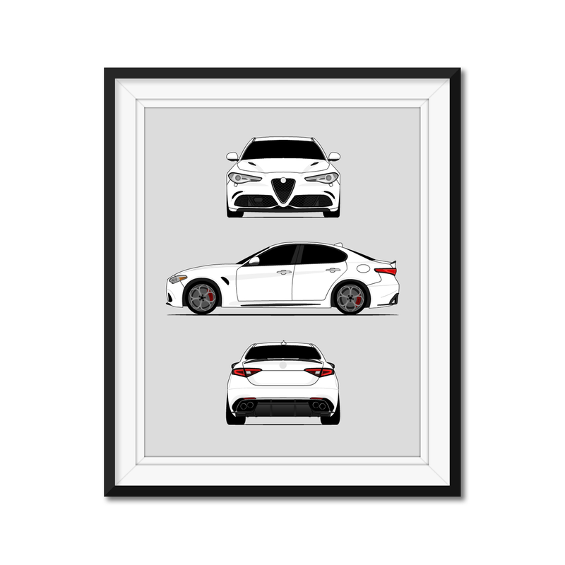 Alfa Romeo Giulia Quadrifoglio 952 (2016-Present) (Front, Side, Rear) Poster