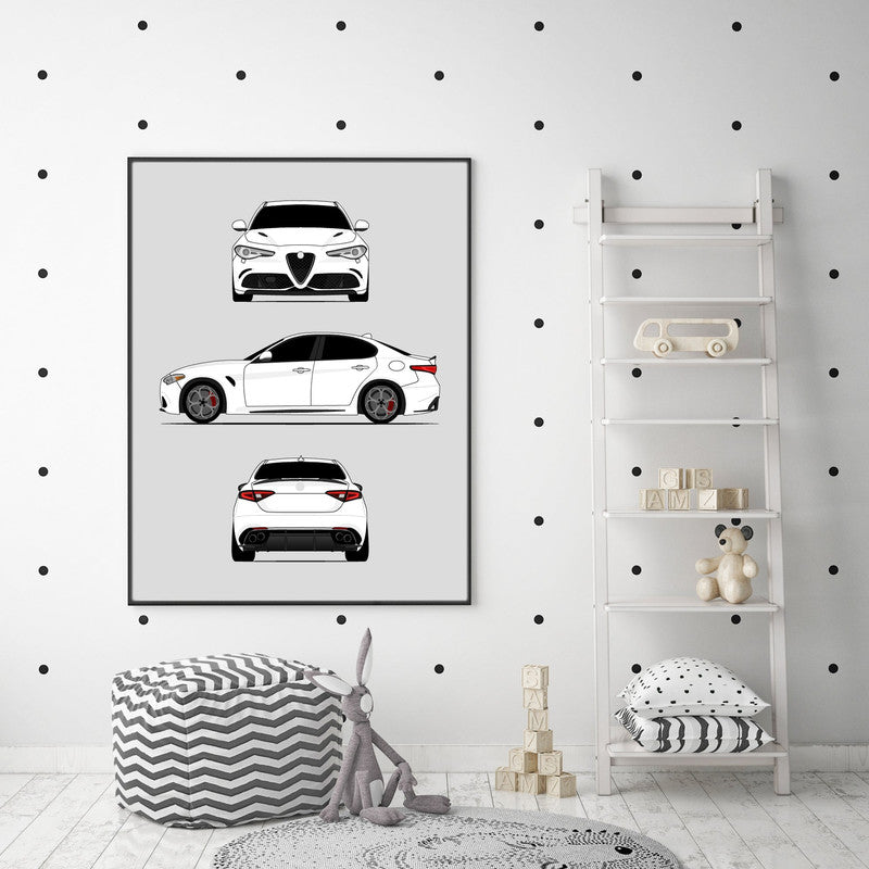 Alfa Romeo Giulia Quadrifoglio 952 (2016-Present) (Front, Side, Rear) Poster