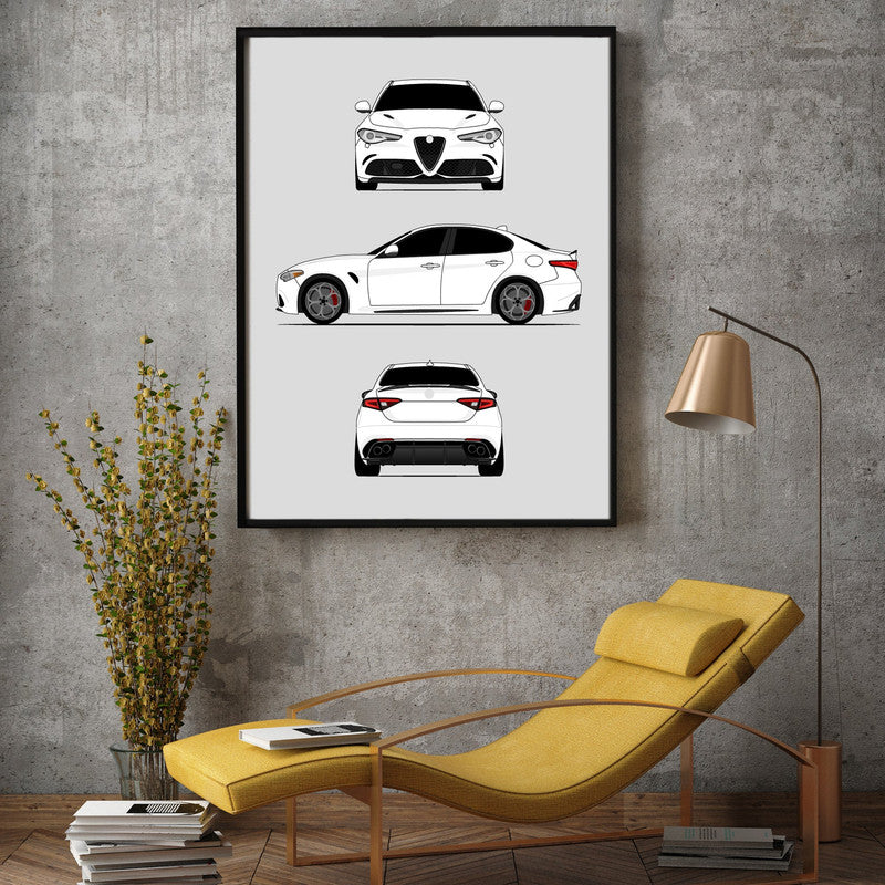 Alfa Romeo Giulia Quadrifoglio 952 (2016-Present) (Front, Side, Rear) Poster