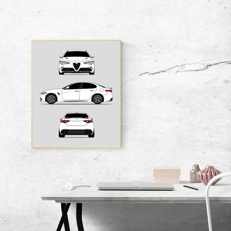 Alfa Romeo Giulia Quadrifoglio 952 (2016-Present) (Front, Side, Rear) Poster