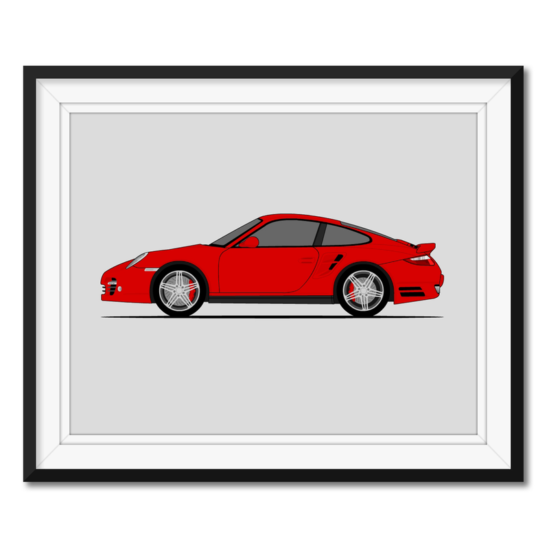 Porsche 911 Turbo (2006-2009) 997.1 (Side Profile) Poster