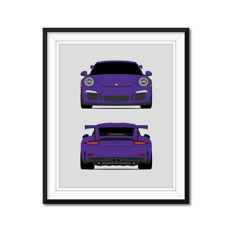Porsche 911 GT3 RS (2013-2016) 991.1 (Front and Rear) Poster