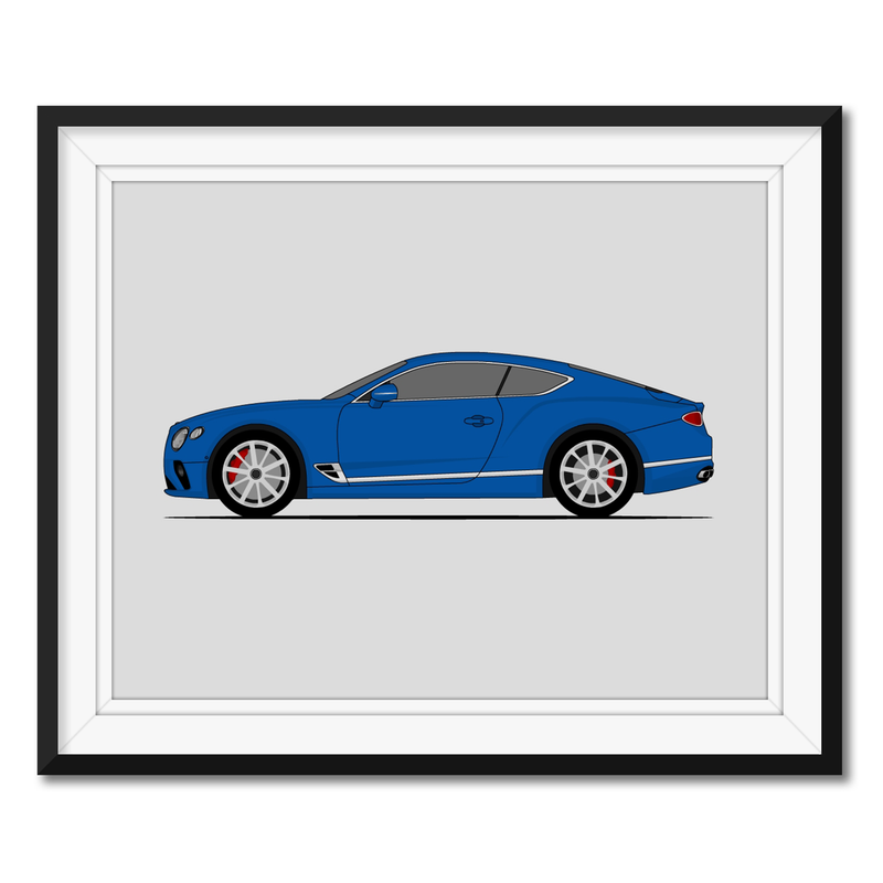 Bentley Continental GT (2018-Present) 3rd Generation (Side Profile) Poster