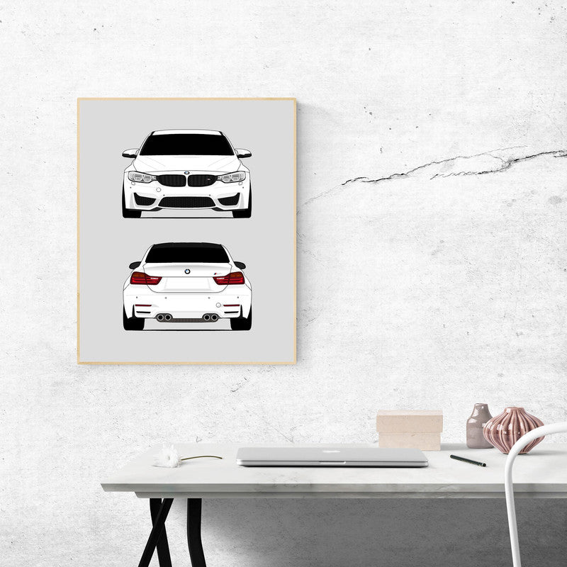 BMW M4 F82 (2014-2017) (Front and Rear) Poster