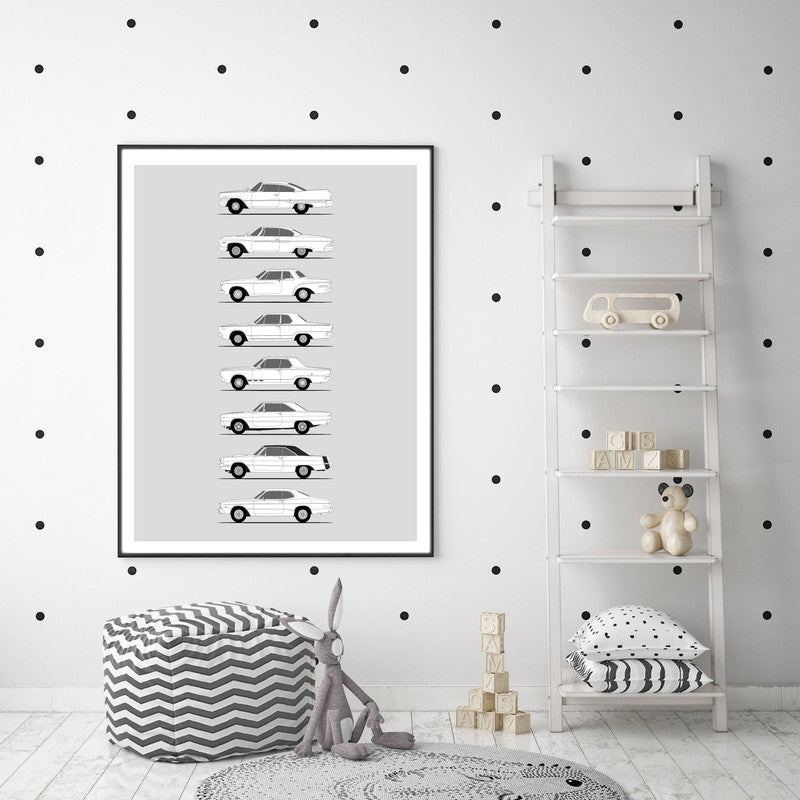 Dodge Dart Generations History and Evolution Poster (Side Profile)