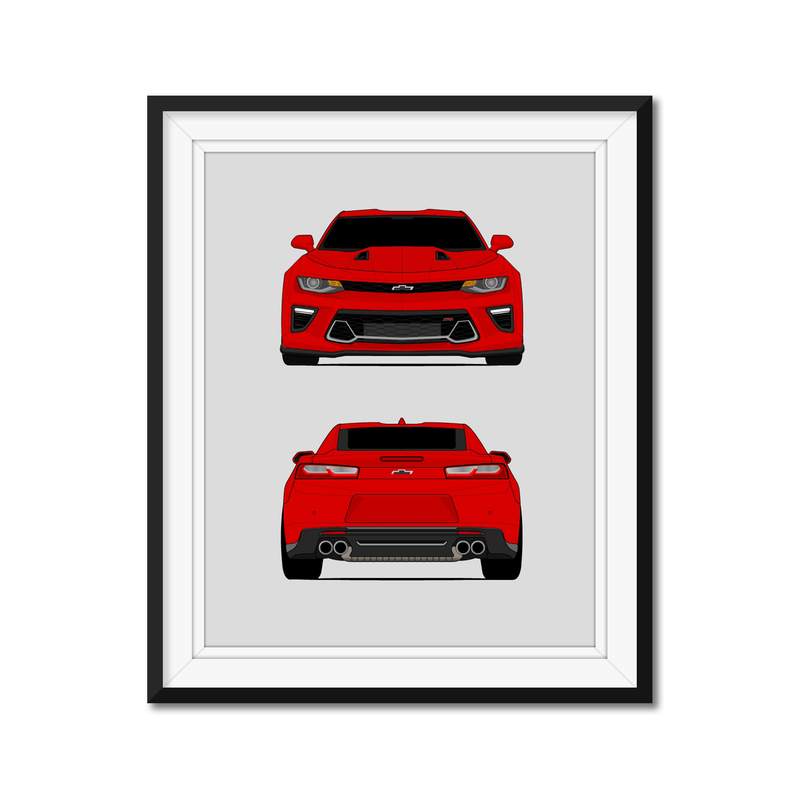 Chevy Camaro SS (2016-2018) Gen 6 (Front and Rear) Poster