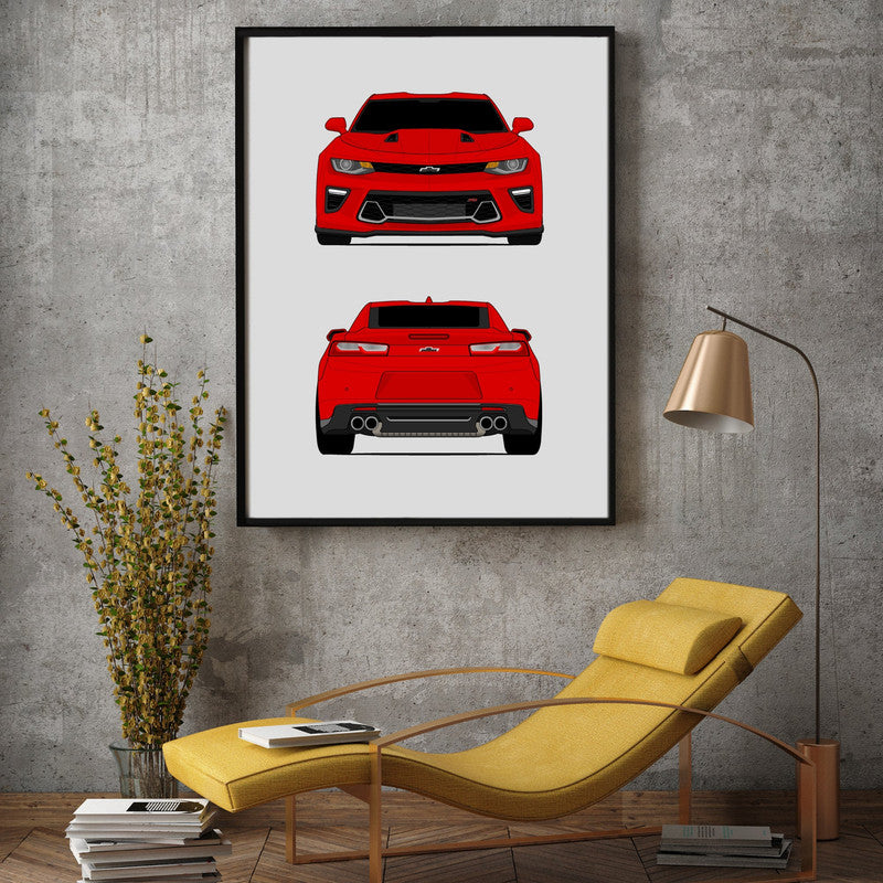Chevy Camaro SS (2016-2018) Gen 6 (Front and Rear) Poster