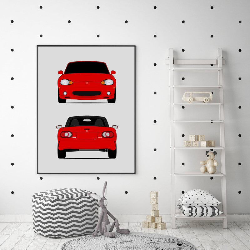 Mazda Miata MX-5 NB (1998-2005) (Front and Rear) Poster