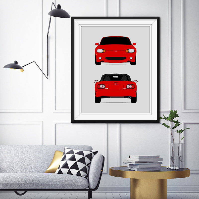 Mazda Miata MX-5 NB (1998-2005) (Front and Rear) Poster