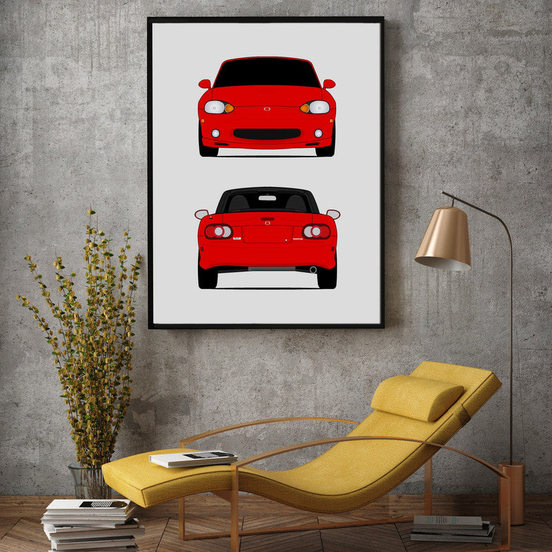 Mazda Miata MX-5 NB (1998-2005) (Front and Rear) Poster