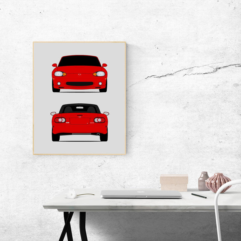 Mazda Miata MX-5 NB (1998-2005) (Front and Rear) Poster