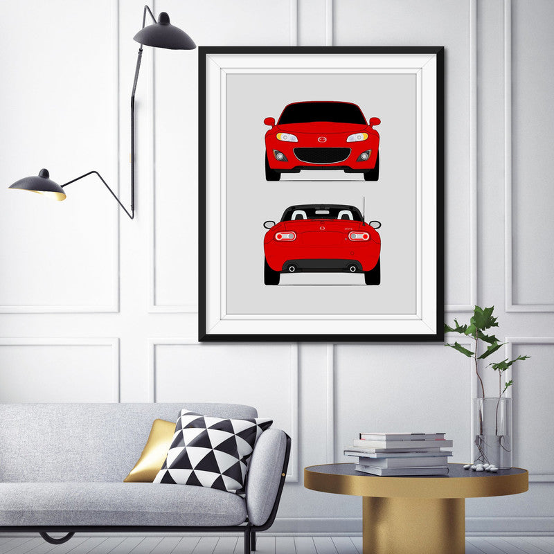 Mazda Miata MX-5 NC (2009-2012) Facelift (Front and Rear) Poster