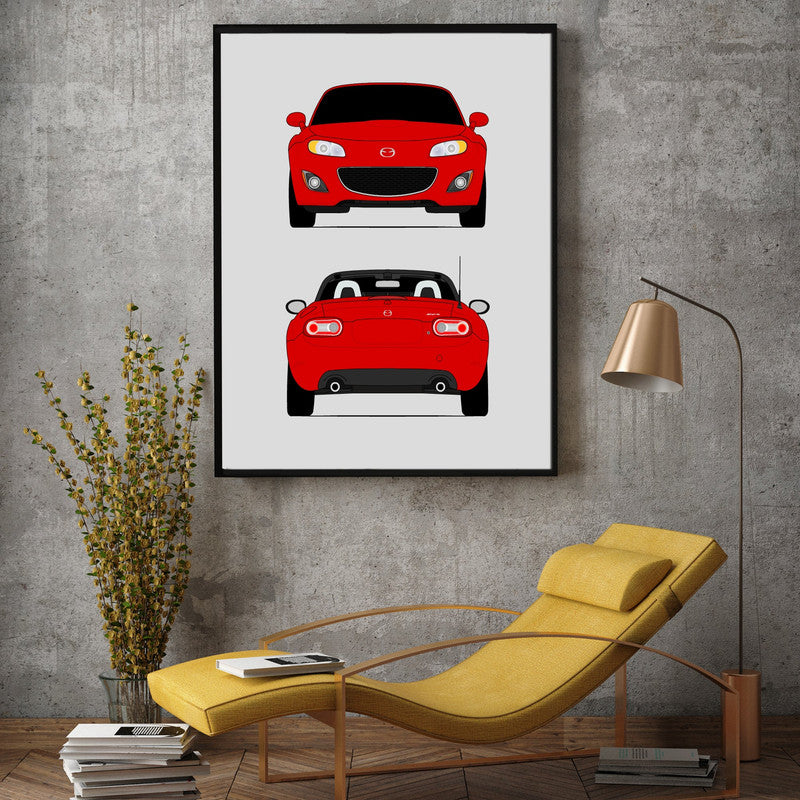 Mazda Miata MX-5 NC (2009-2012) Facelift (Front and Rear) Poster