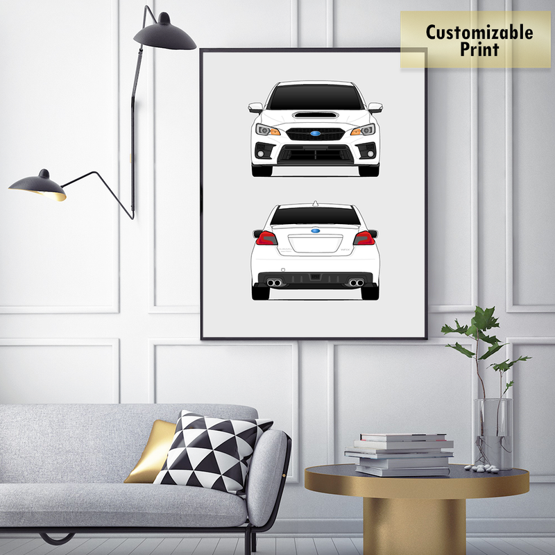Subaru WRX G4 (2018-Present) (Front and Rear) 4th Generation Poster