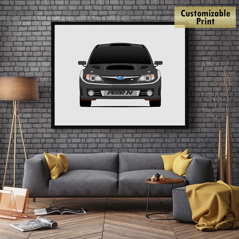 Subaru STI G3 (2008-2010) from Fast & Furious Movie Inspired Poster Print Wall Art Decor Handmade driven by Brian O&