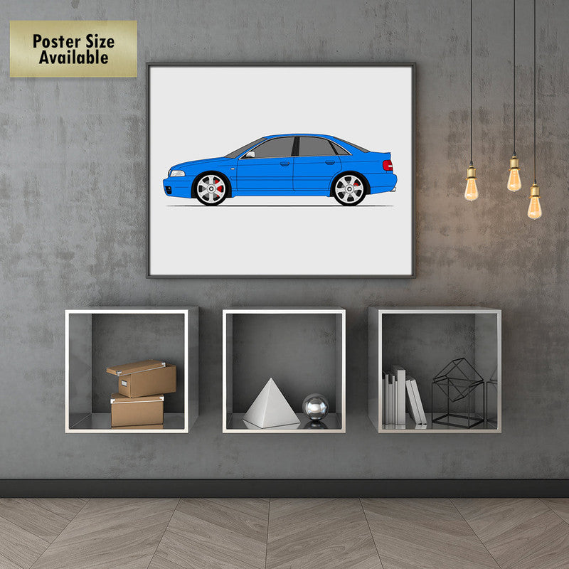 Audi S4 (B5 8D) (1997-2002) (Side Profile) Poster