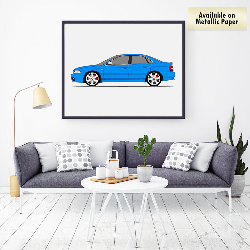 Audi S4 (B5 8D) (1997-2002) (Side Profile) Poster